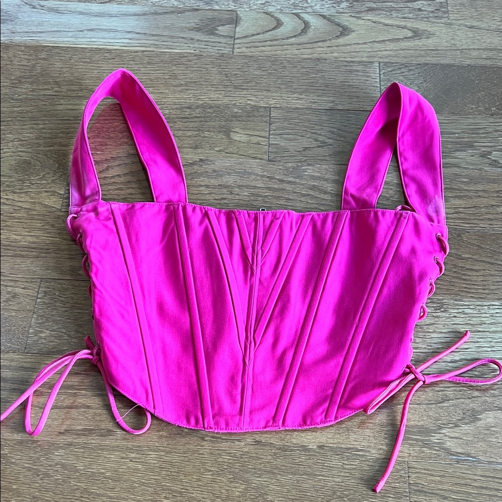 Women's Hot Pink Corset-Style Crop Top